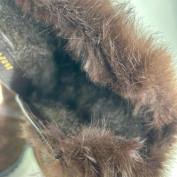 Stuart WeitzmanSuede Fur Trim Combat Boot US 8.5 Espresso Brown Midcalf Boots - Picture 11 of 13